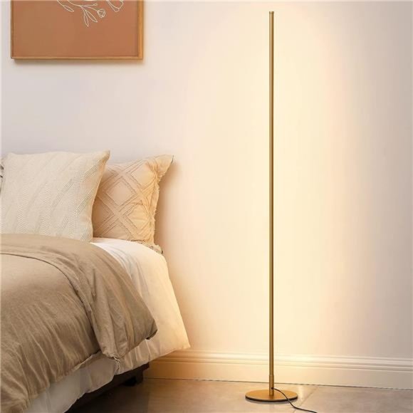 LED Corner Floor Lamp, 57.5" Minimalist Dimmable Slim Lighting, Standing Tall - Picture 5 of 6